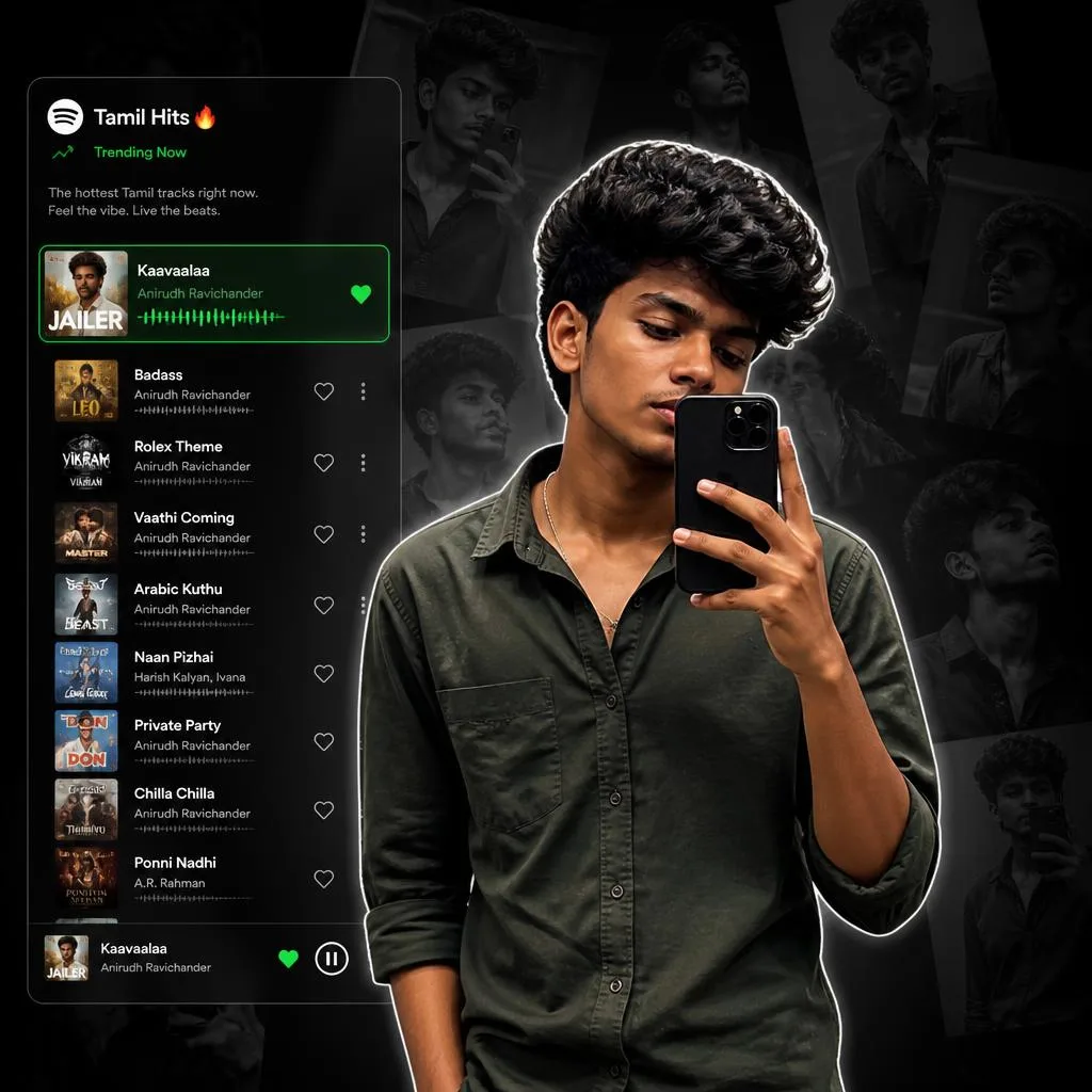 A Stylish Instagram Reel Poster with a Tamil Spotify Vibe – AI prompt example
