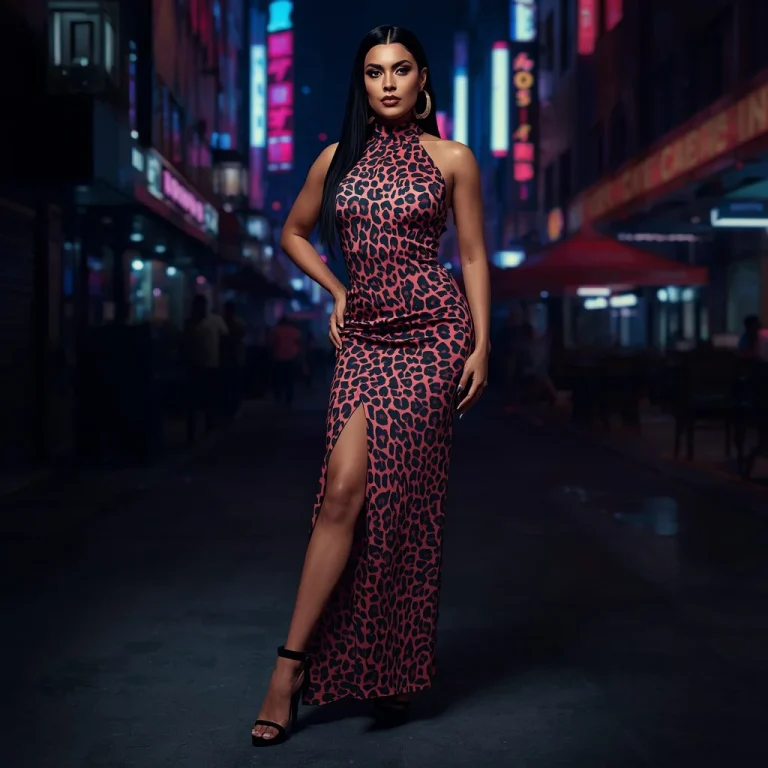Bold Animal Print Maxi Dress for a Confident Night Out | aesthetic ai prompt