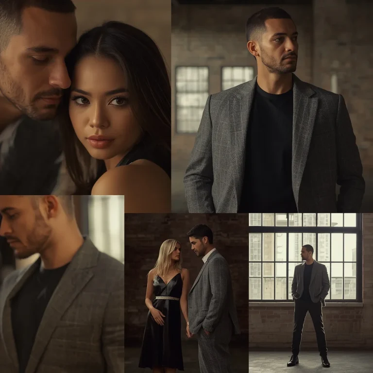 Cinematic Couture Collage of Couple in Modern Loft Interior | Couple Ai Prompt