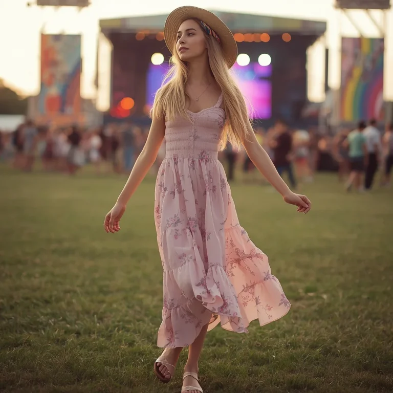 Playful Floral Maxi Dress with Ruffles for a Bohemian Festival | Girl Dress Prompt