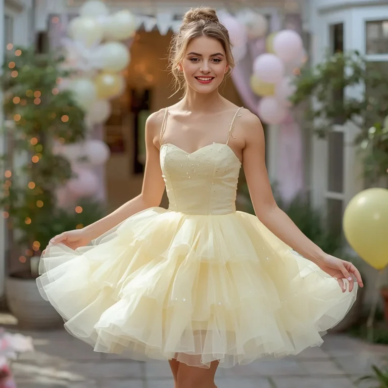 Playful Pastel Tulle Mini Dress for a Whimsical Birthday Bash | cute ai prompt