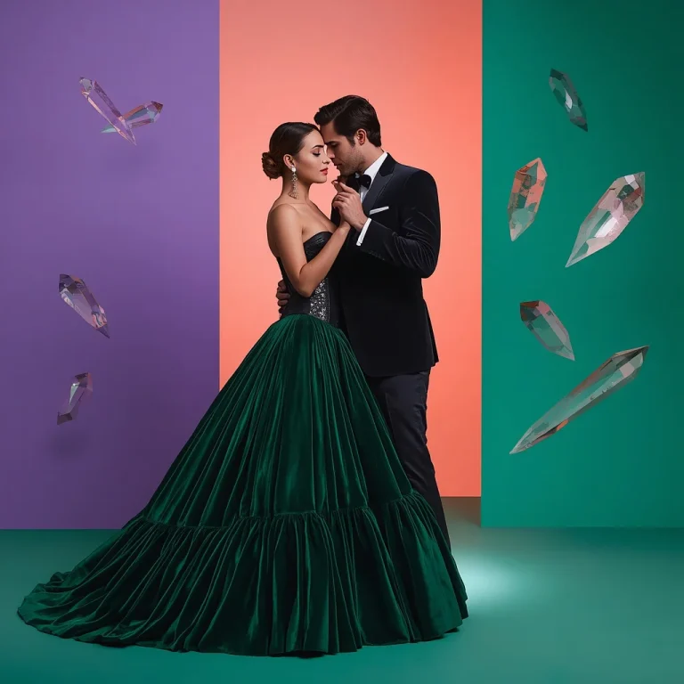 Romantic Couple In Matching Emerald Velvet Gala Outfits | Spectacular Cinematic Romantic